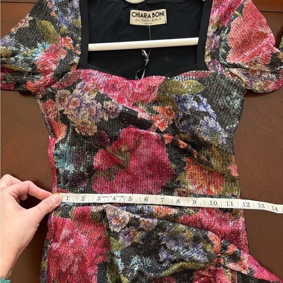 CHIARA BONI La Petite Robe NWT  Cesarima Floral Sequined Midi Dress Size 2 - Picture 16 of 17